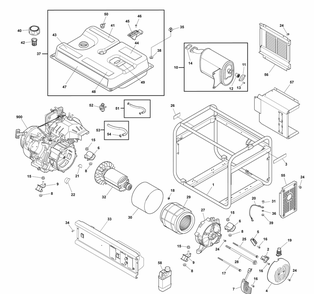 Main Unit Diagram and Parts List for 030756-01  Briggs and Stratton Generator